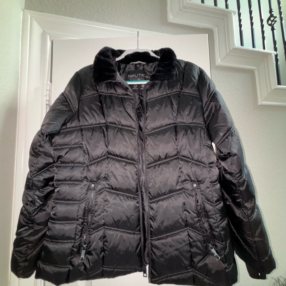 Nautica Black Puffer Jacket with Hood